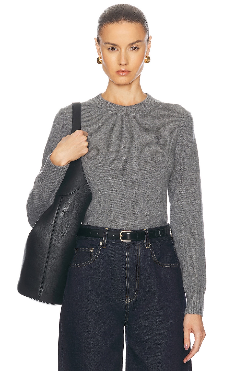 Image 1 of ami Tonal Adc Sweater in Light Grey