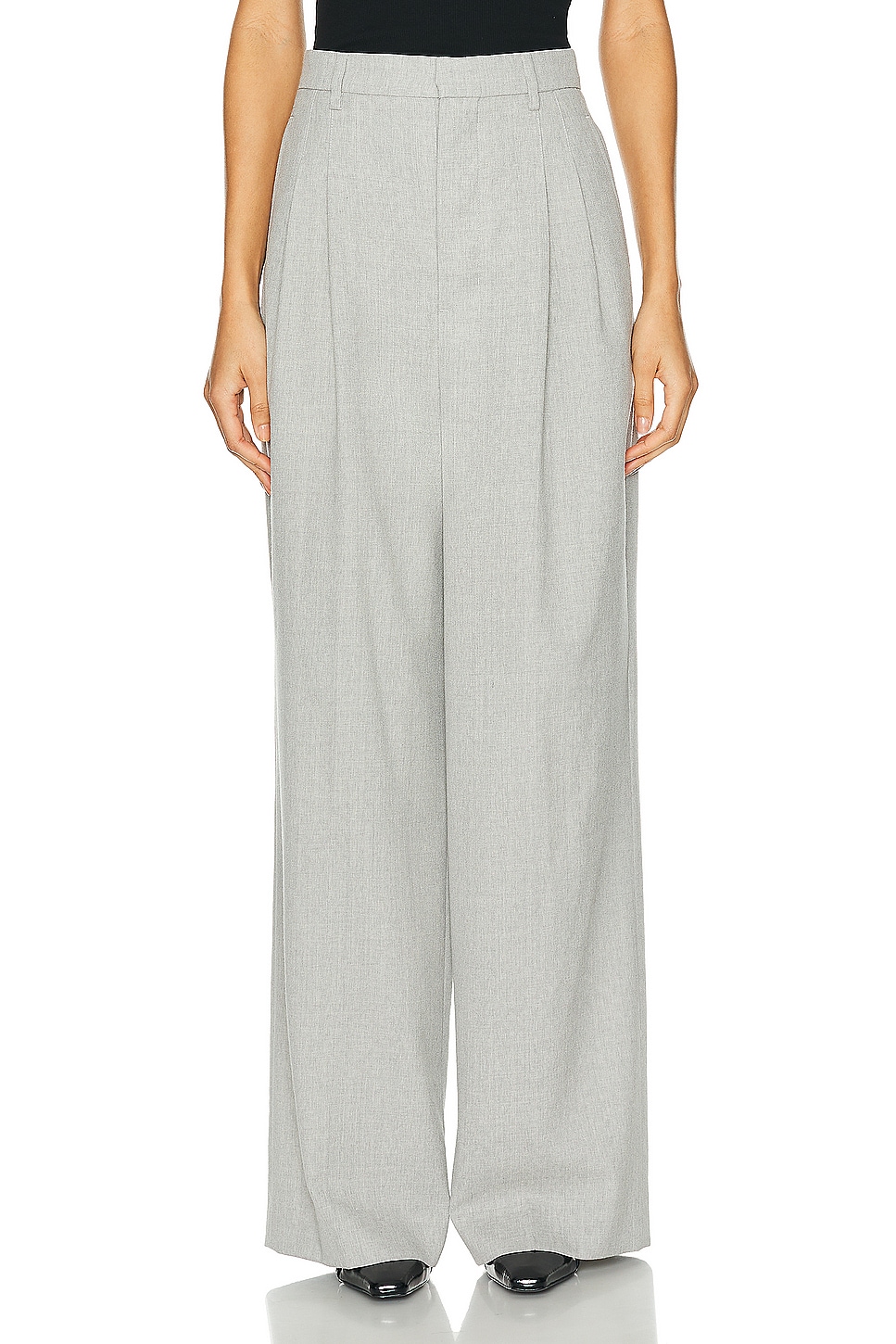 Image 1 of ami High Waist Large Trouser in Light Heather Grey