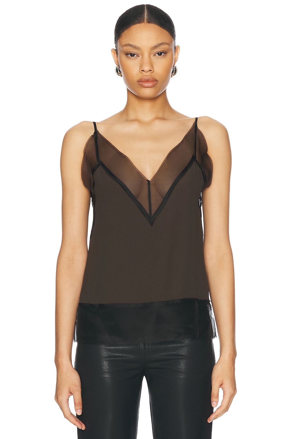 Shop Ami Alexandre Mattiussi Camisole Top In Dark Coffee & Black