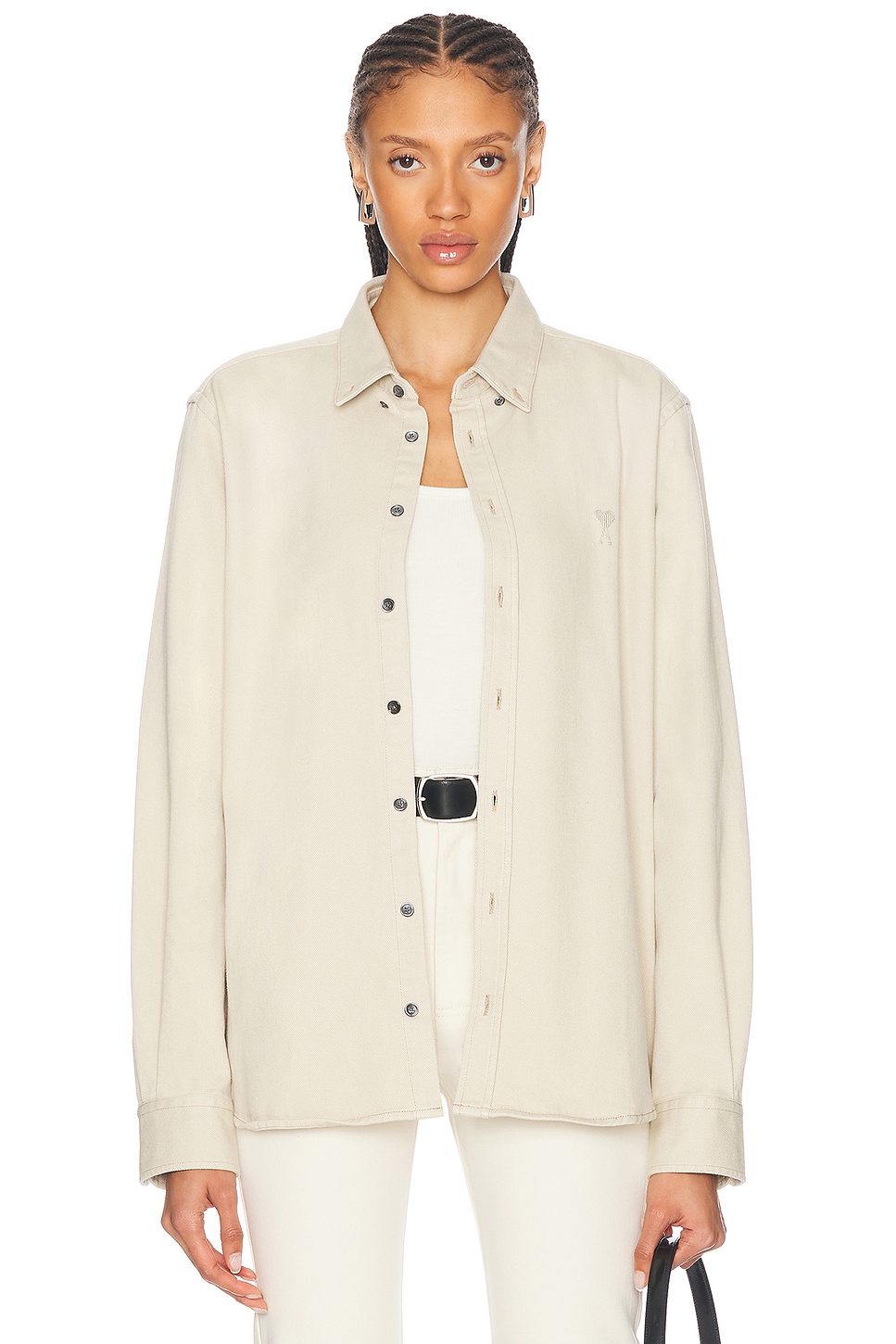 Image 1 of ami Adc Button Up Top in Off White