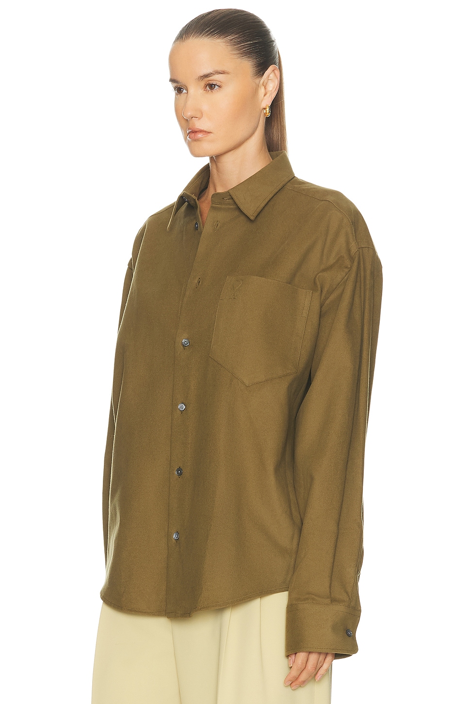 Ami Alexandre Mattiussi Boxy Button Up Top In Green
