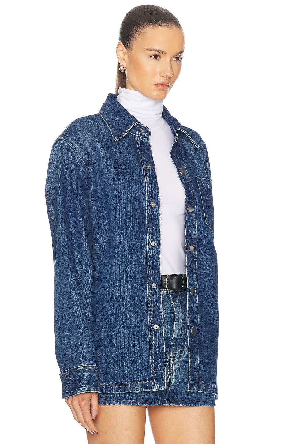 Shop Ami Alexandre Mattiussi Adc Overshirt In Used Blue