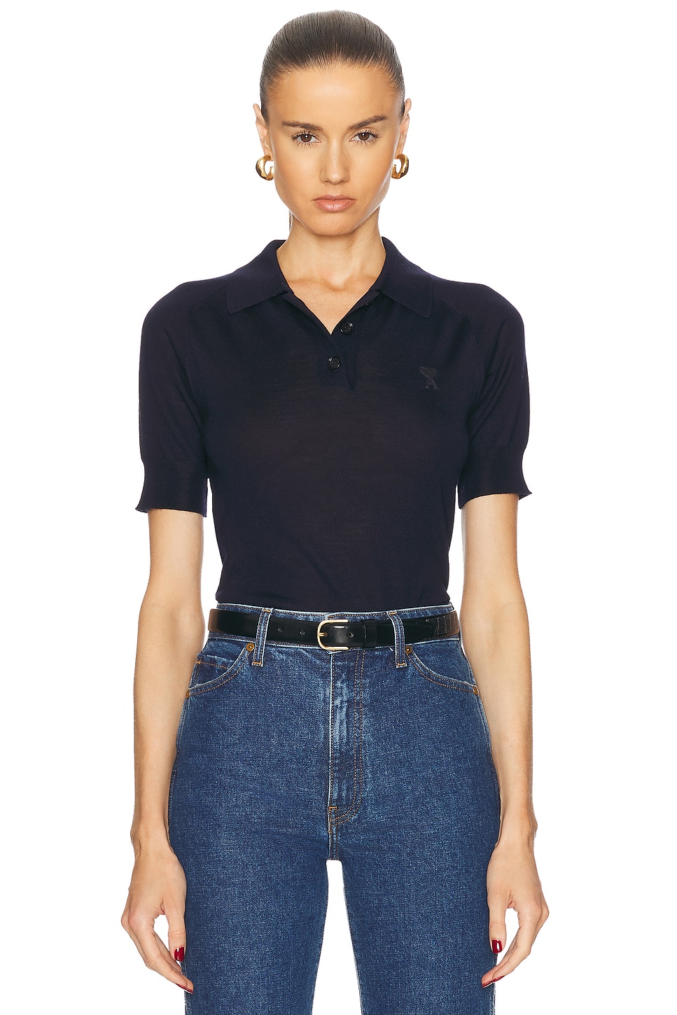 Image 1 of ami Adc Polo in Night Blue