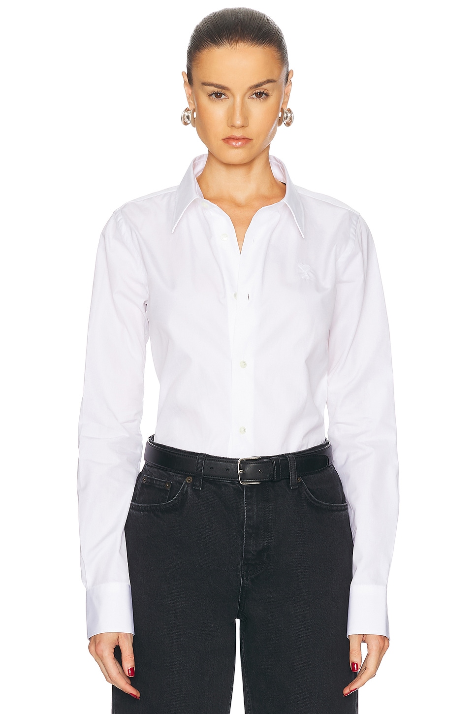 Image 1 of ami Classic Button Up Top in White