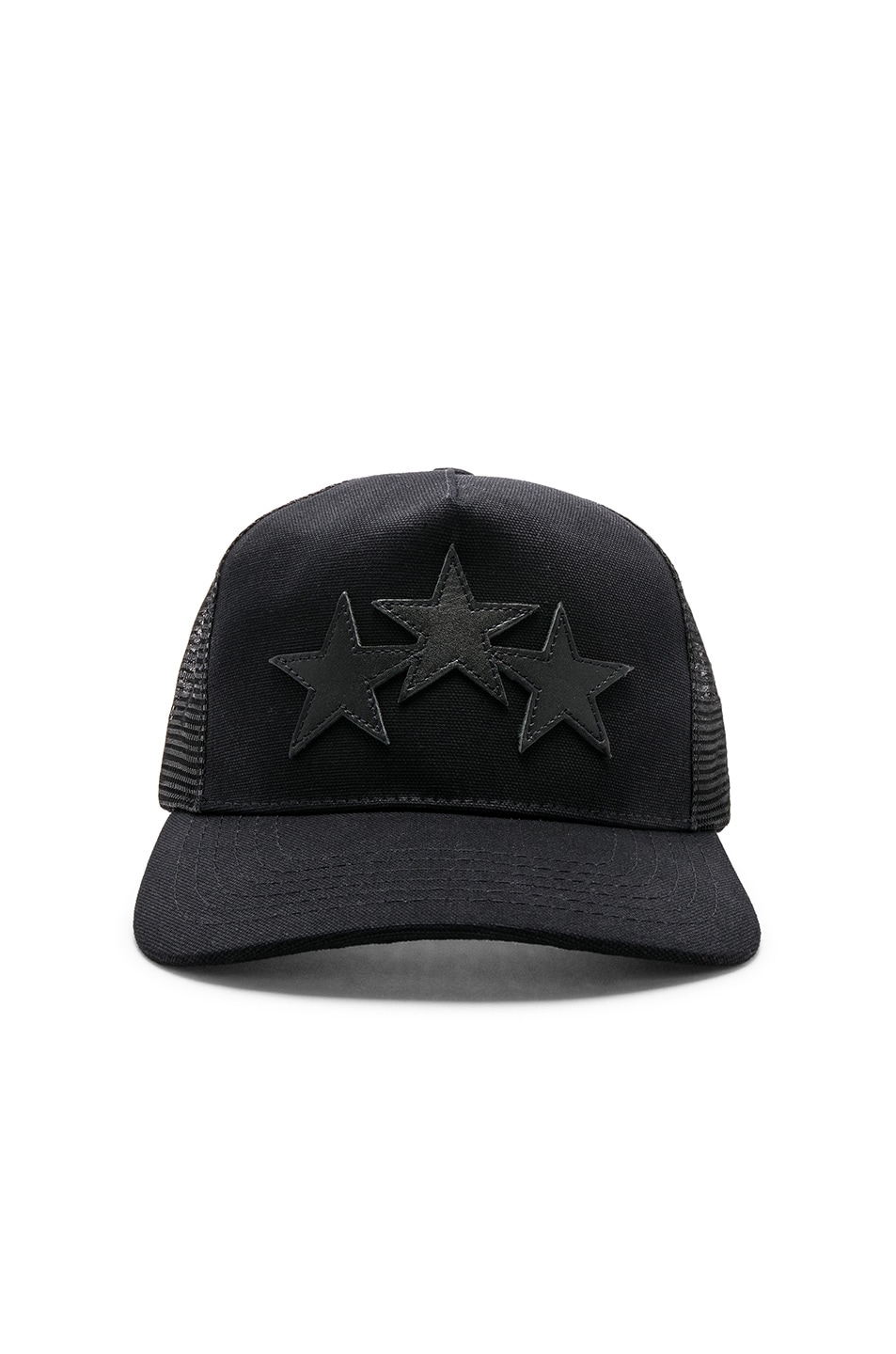 Image 1 of Amiri Leather Stars Trucker Hat in Black