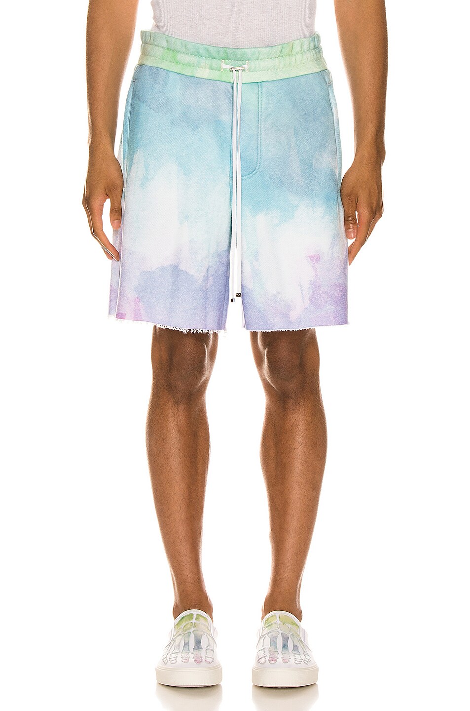 Image 1 of Amiri Watercolor Print Sweat Shorts in Multi-Color