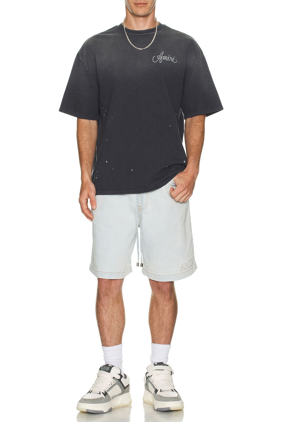 Image 1 of Amiri 3D 5 Pocket Drawstring Denim Short in Light Indigo