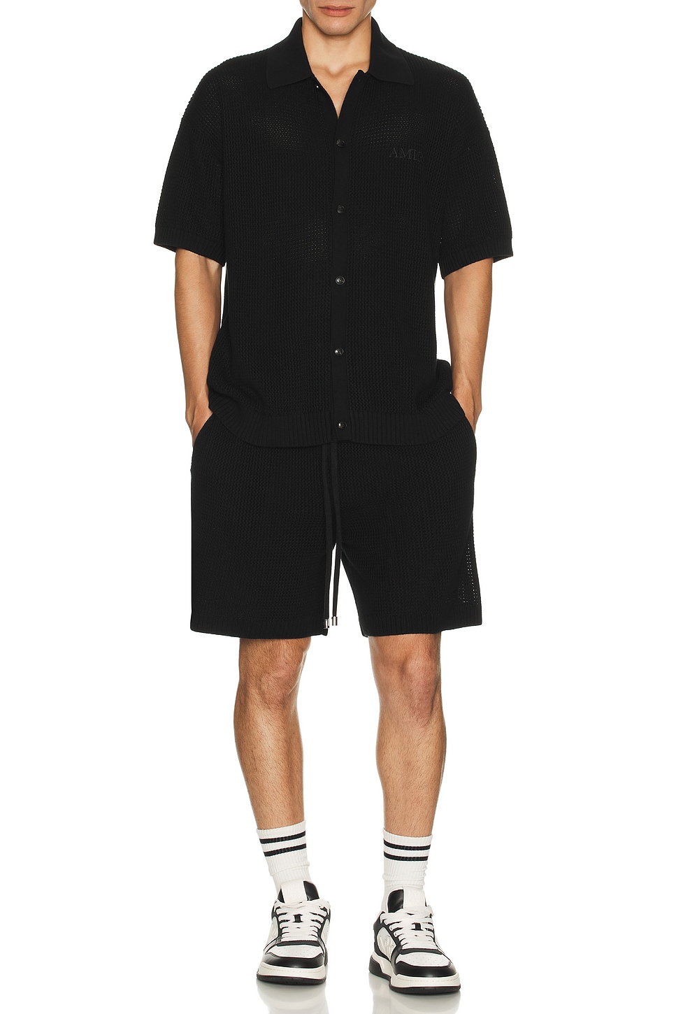 Image 1 of Amiri Crochet Mesh Short in Black