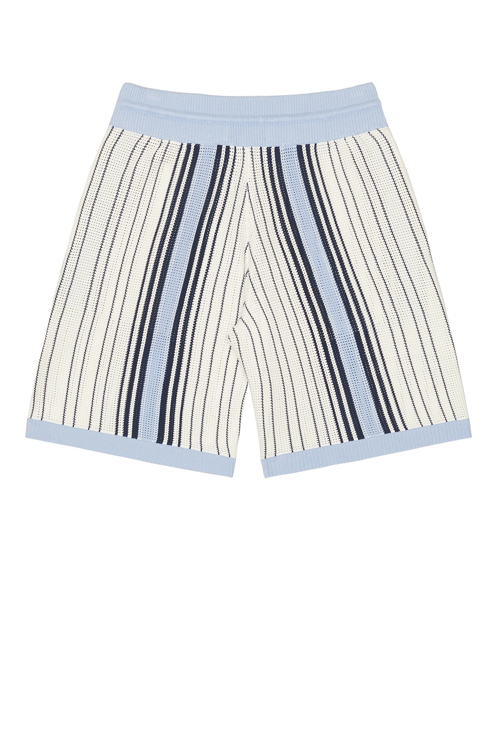 Amiri Script Stripe Knitted Shorts Drawstring In Blue