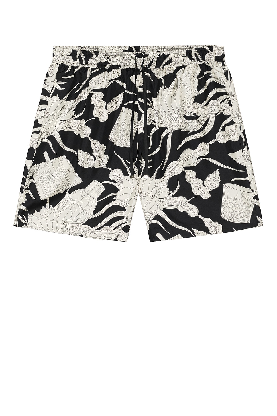 Amiri Floral-print Drawstring Shorts In Black