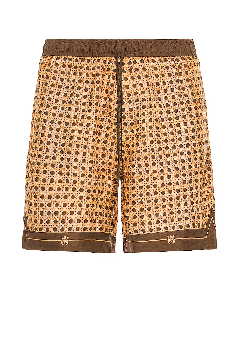 Image 1 of Amiri Weave Pattern Silk Short in Brown