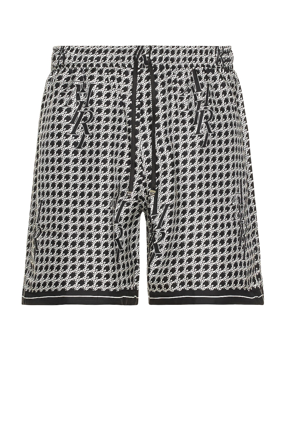 Image 1 of Amiri Staggard Houndstooth Silk Short in Black