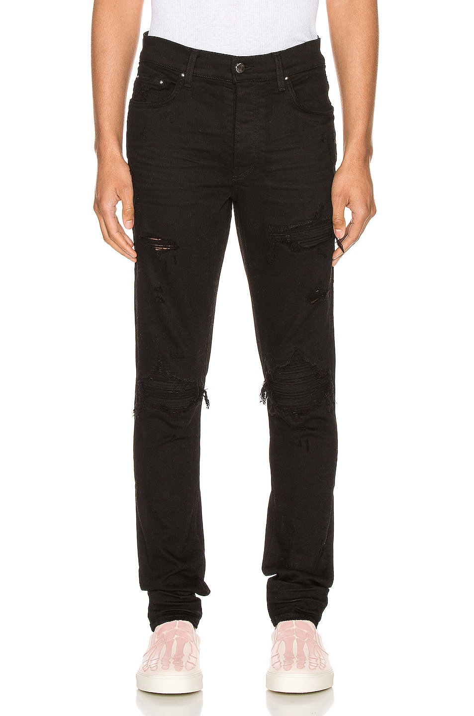 Image 1 of Amiri Suede Patch MX1 Jean in Black & Black