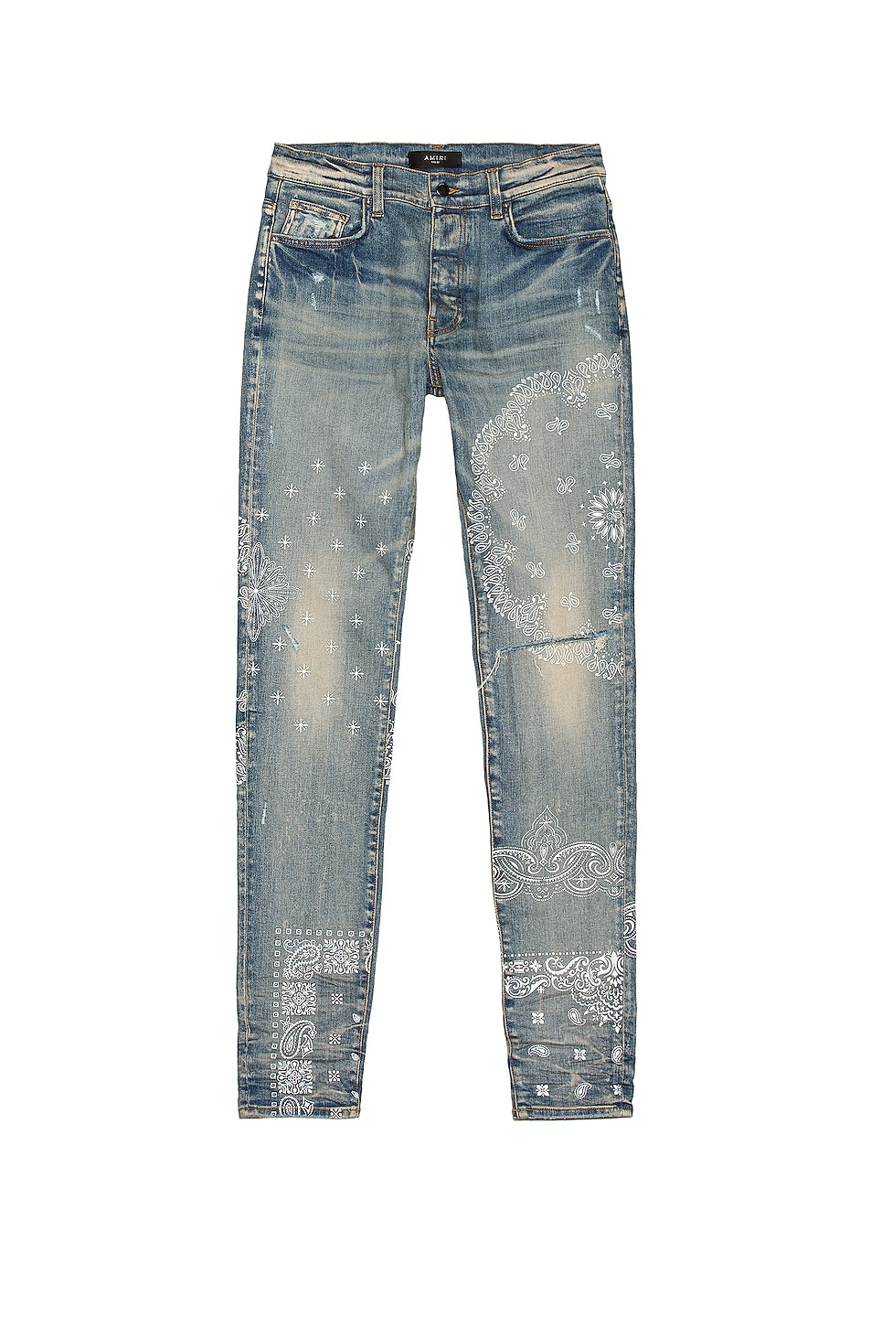 Amiri Screen Print Bandana Jeans in Clay Indigo | FWRD