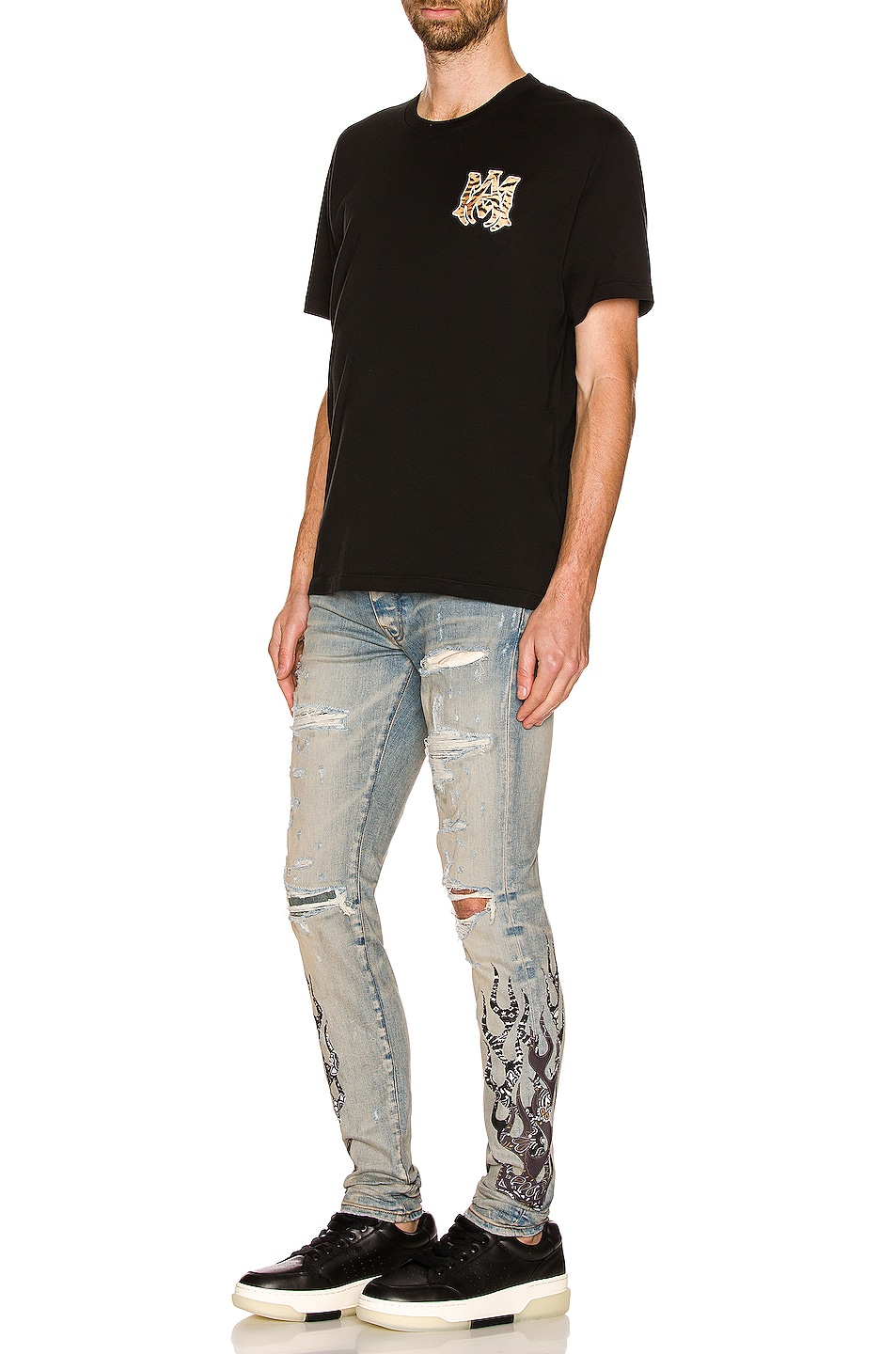 Amiri Bandana Flame Jean in Clay Indigo & Black | FWRD