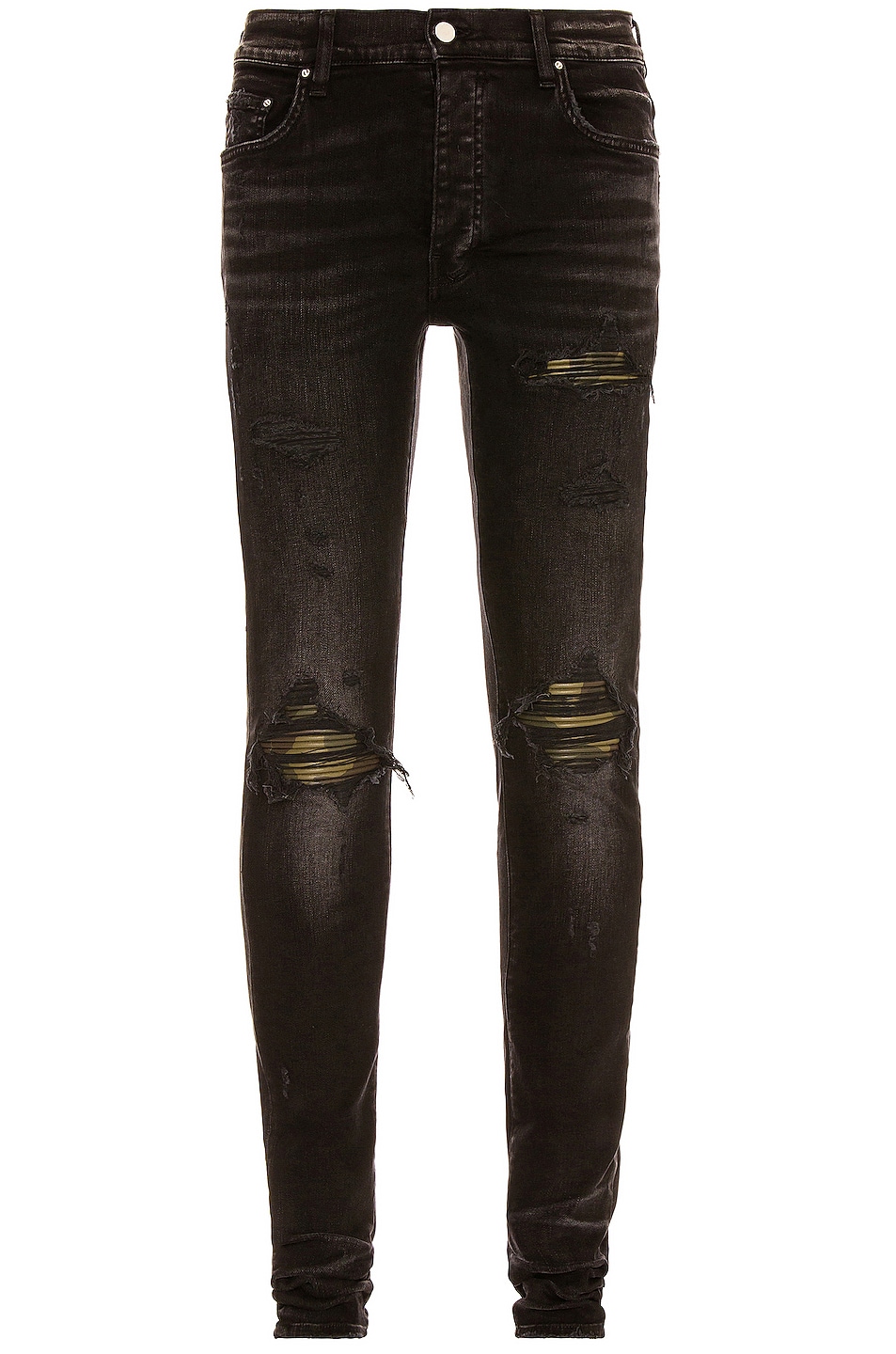 Image 1 of Amiri Leather Camo MX1 Jean in Aged Black