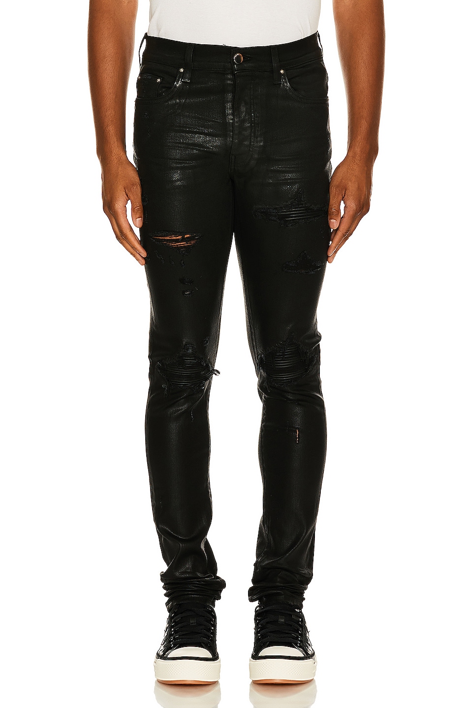 Amiri Coated MX1 Jean in Black | FWRD