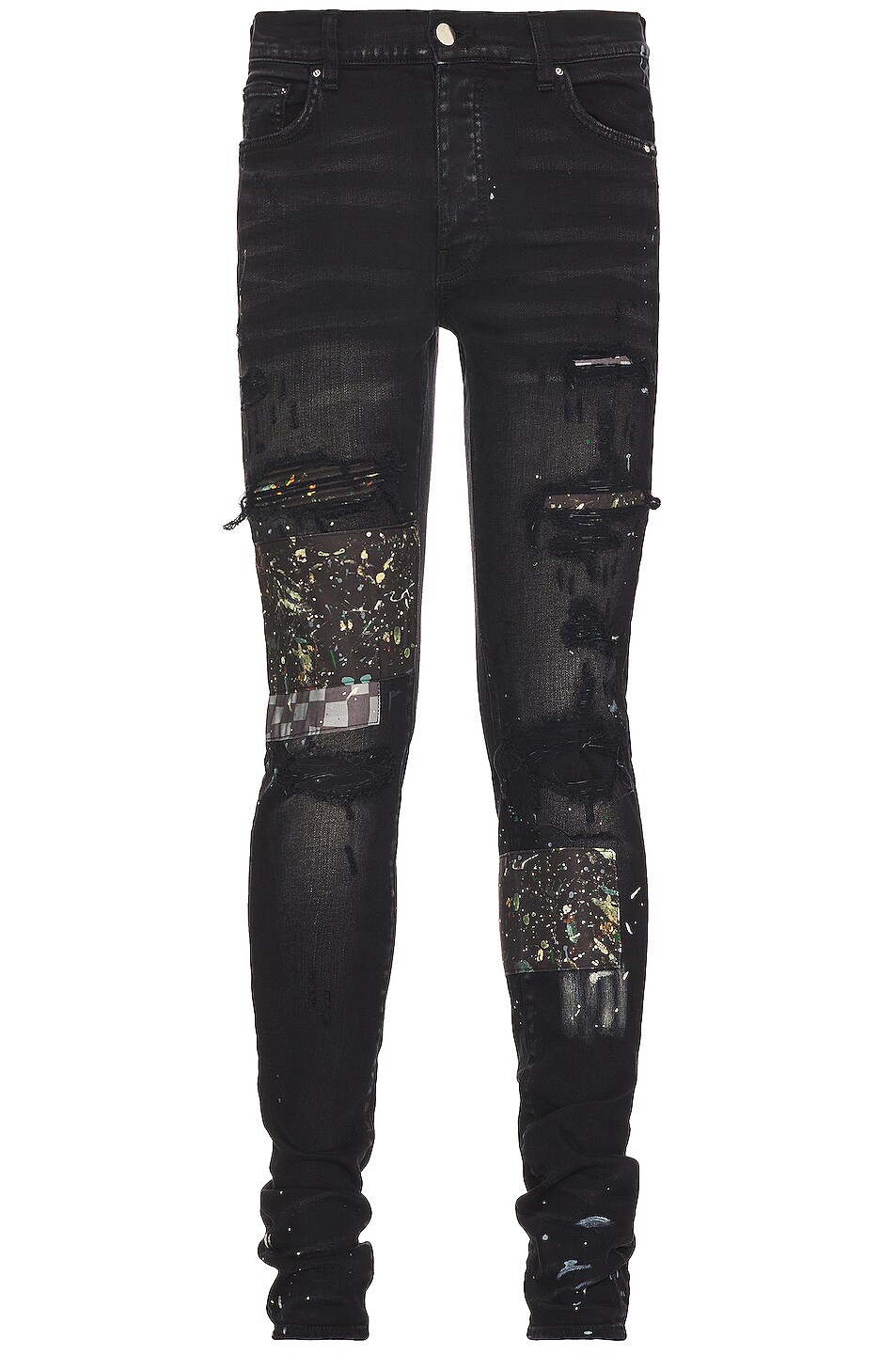 Image 1 of Amiri Artpatch Paint & Checker Jean in Aged Black