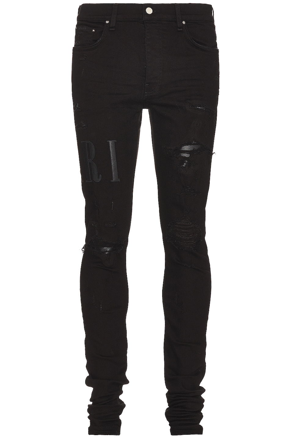 Image 1 of Amiri Leather Core Logo Jean in Black