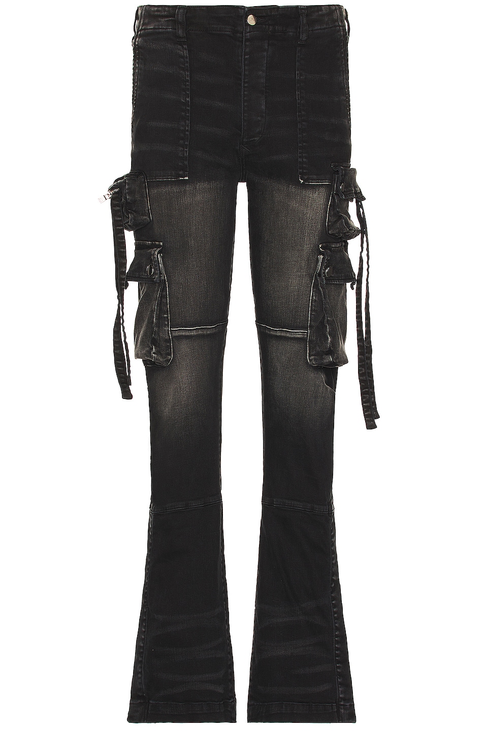 Image 1 of Amiri Cargo Flare Jean in Aged Black