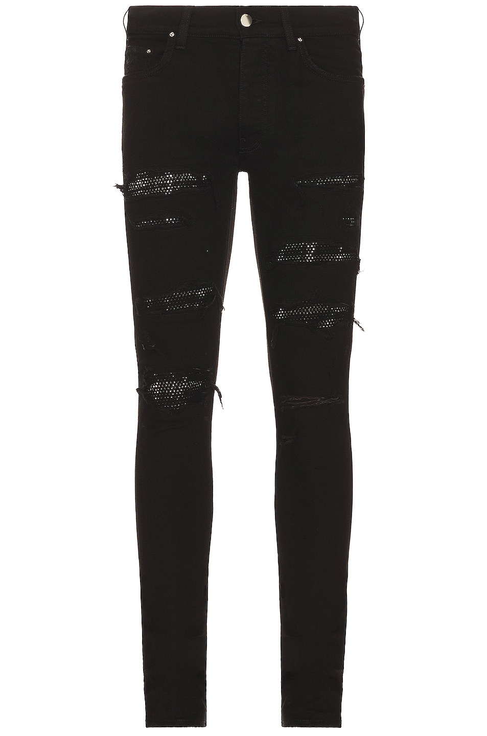 Image 1 of Amiri Crystal Thrasher Skinny Jean in Black Od