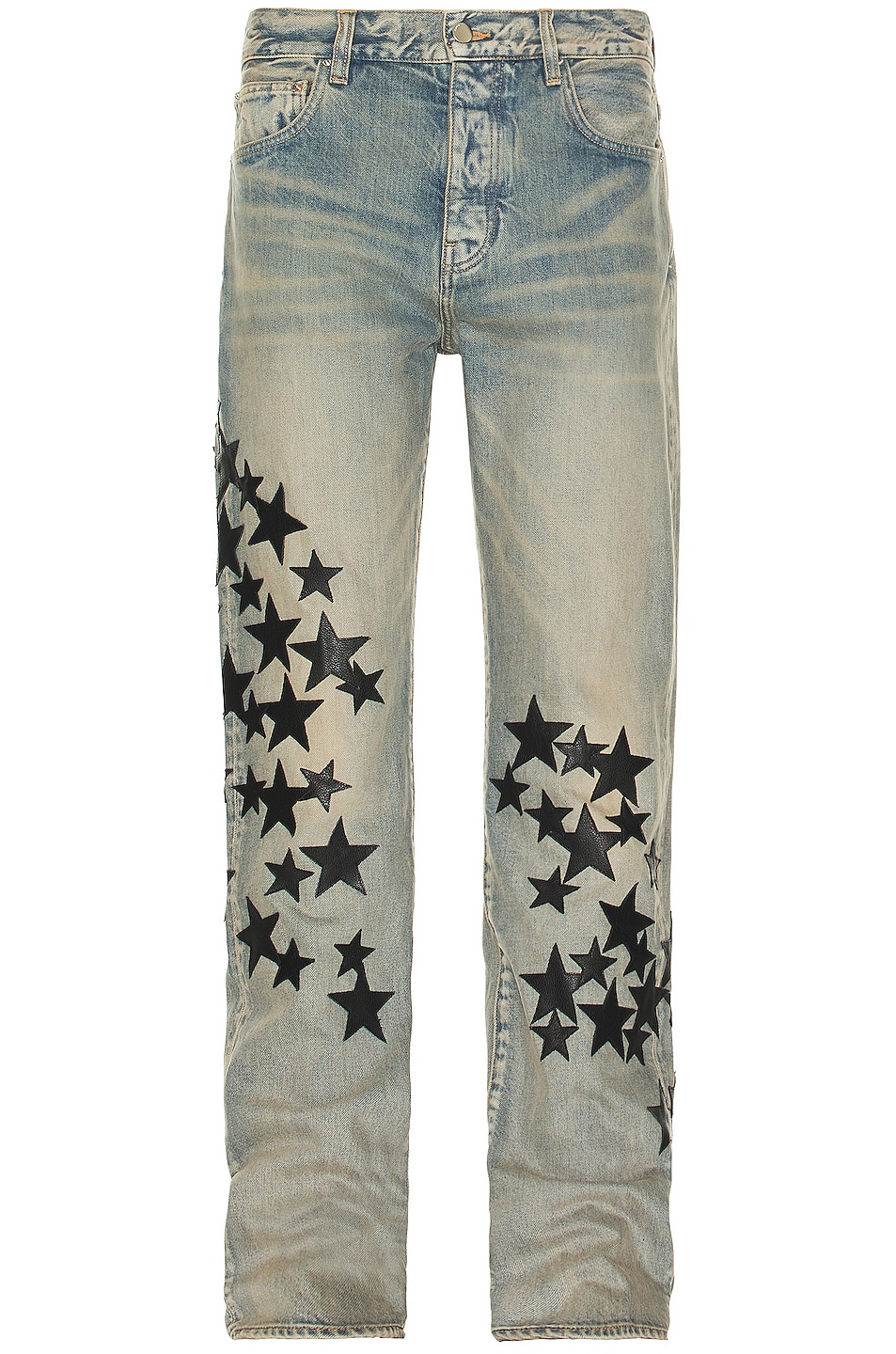 Image 1 of Amiri Leather Star Straight Jean in Clay Indigo