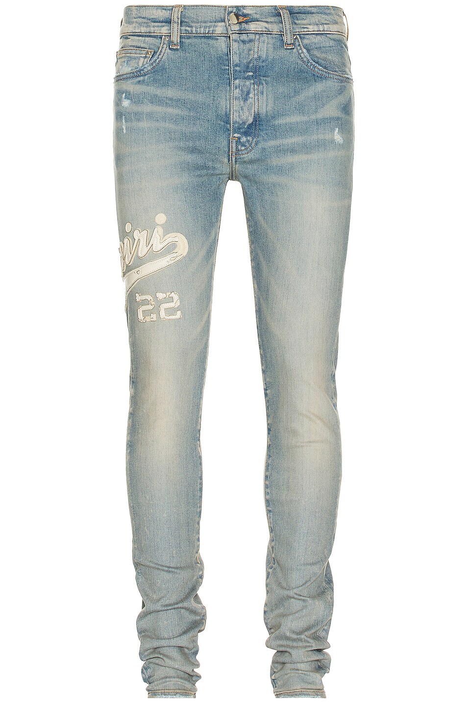 Image 1 of Amiri Varsity Applique Logo Skinny Jean in Clay Indigo