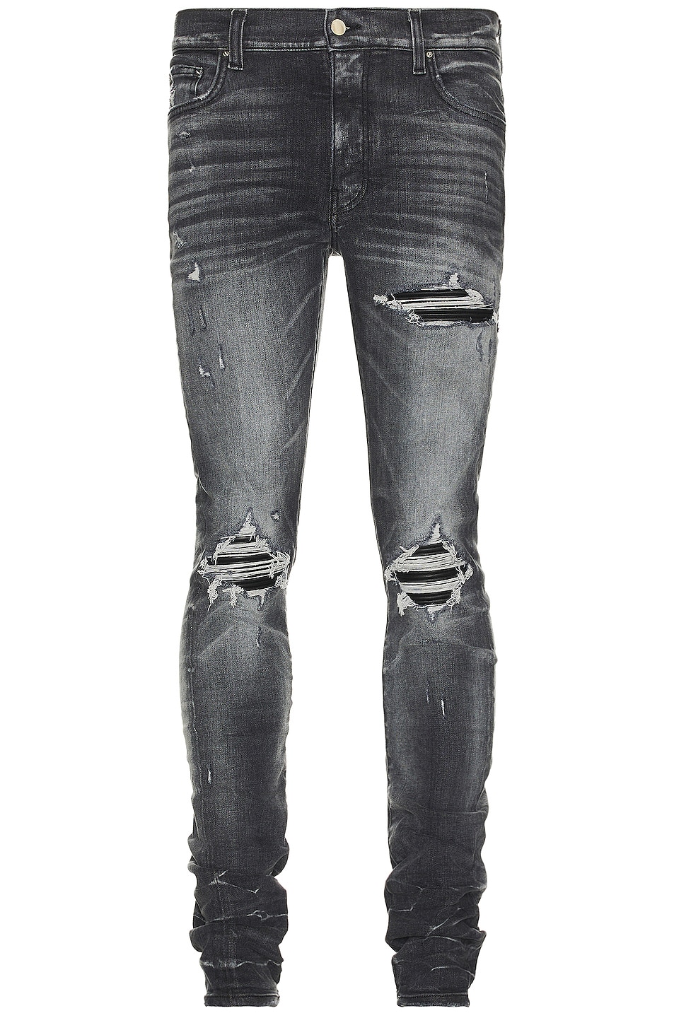 Image 1 of Amiri Mx1 Leather Skinny Jean in Storm Grey