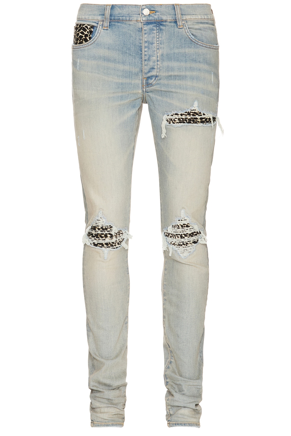 Shop Amiri Leopard Mx1 Jean In Antique Indigo