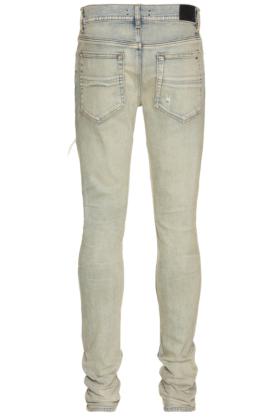 Amiri Mx1 Skinny-fit Panelled Distressed Jeans In Antique Indigo