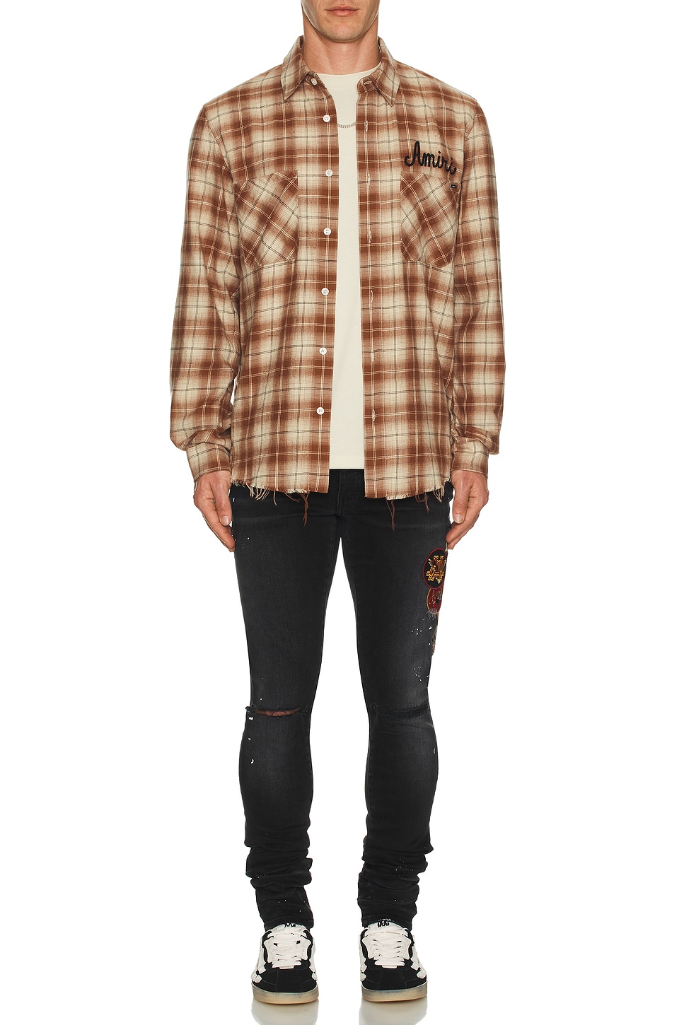 Image 1 of Amiri Vintage Patch Skinny Jeans in Aged Black