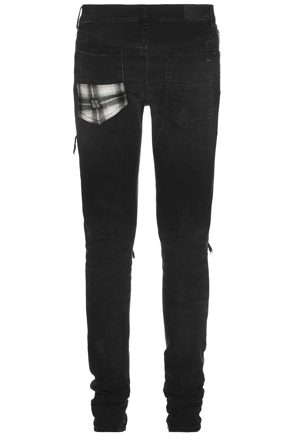 Amiri Slim Fit Distressed Trousers With Rivet Detailing In Vintage Black