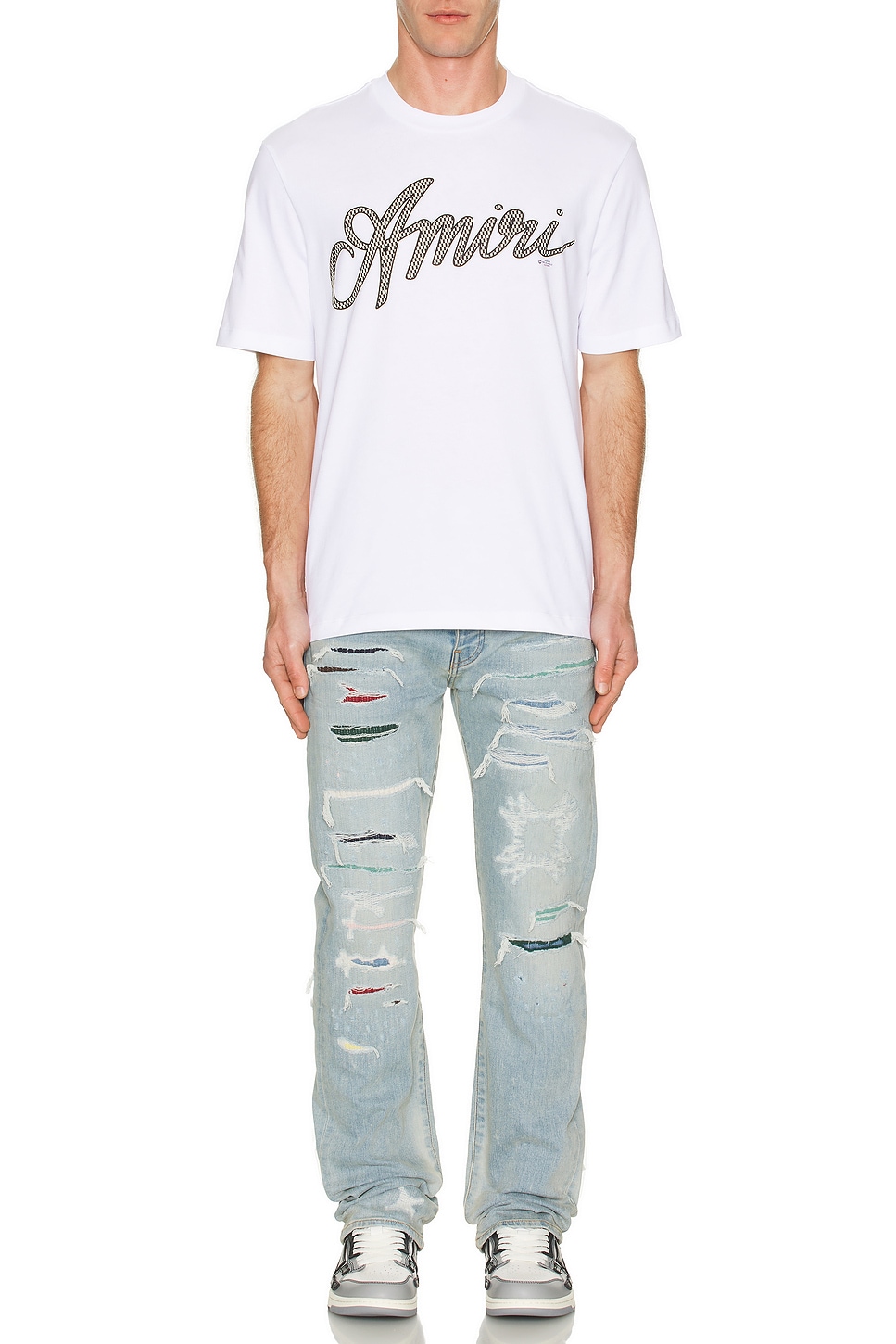 Image 1 of Amiri MA Quad Gauze Repair Slim Jeans in Surf Indigo