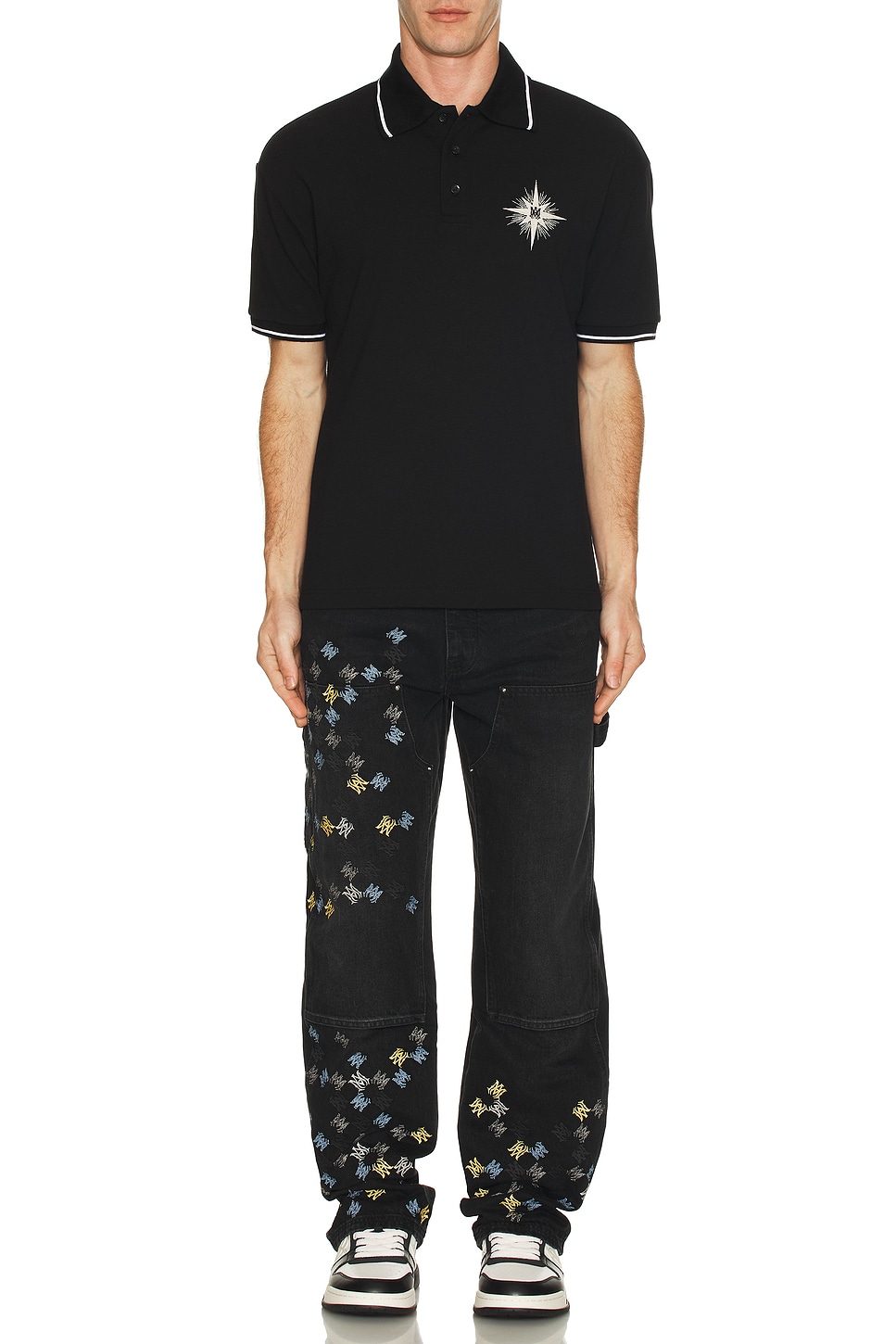 Image 1 of Amiri MA Quad Embroidered Carpenter Jeans in Vintage Black