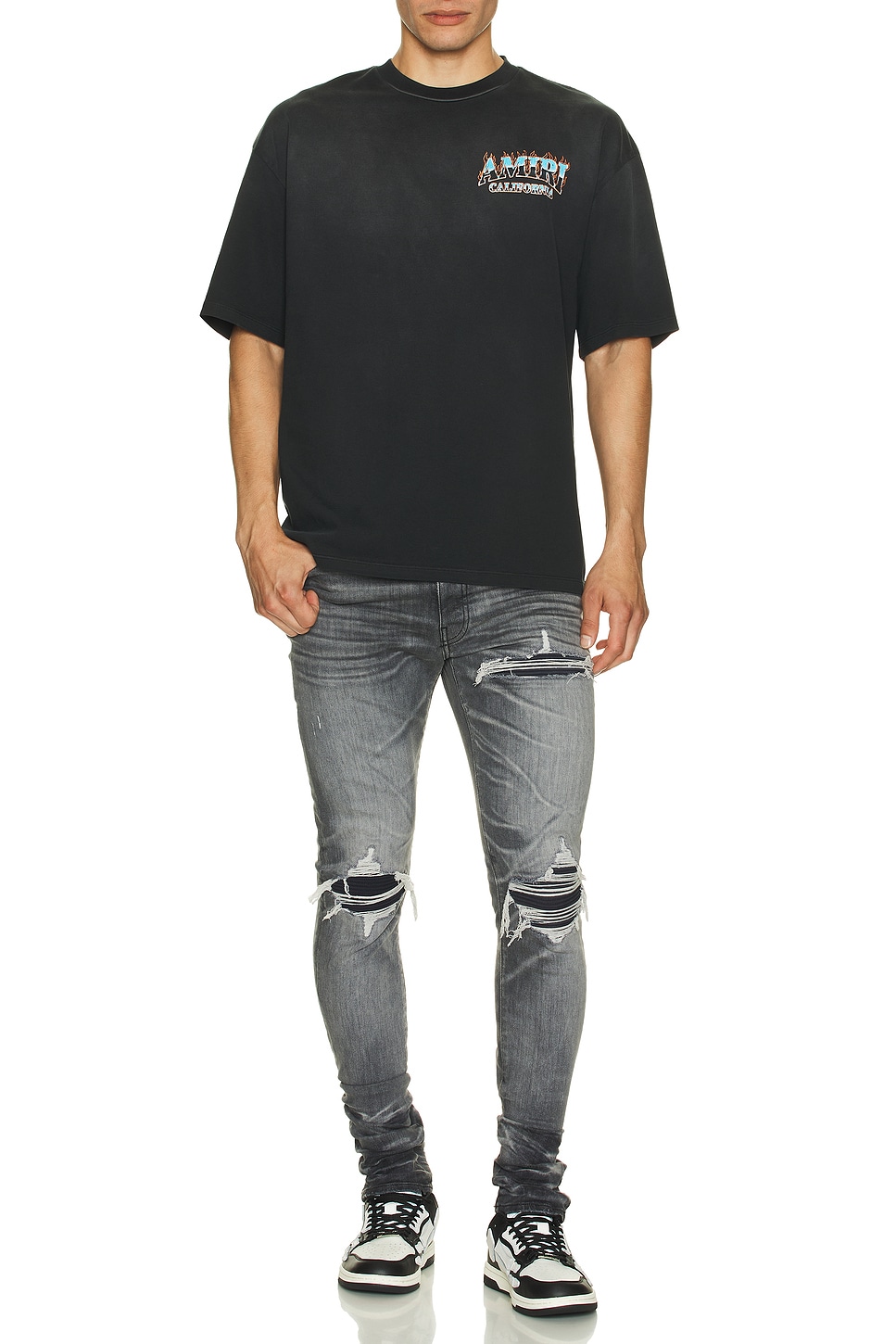 Image 1 of Amiri Suede MX1 Jean in Storm Grey