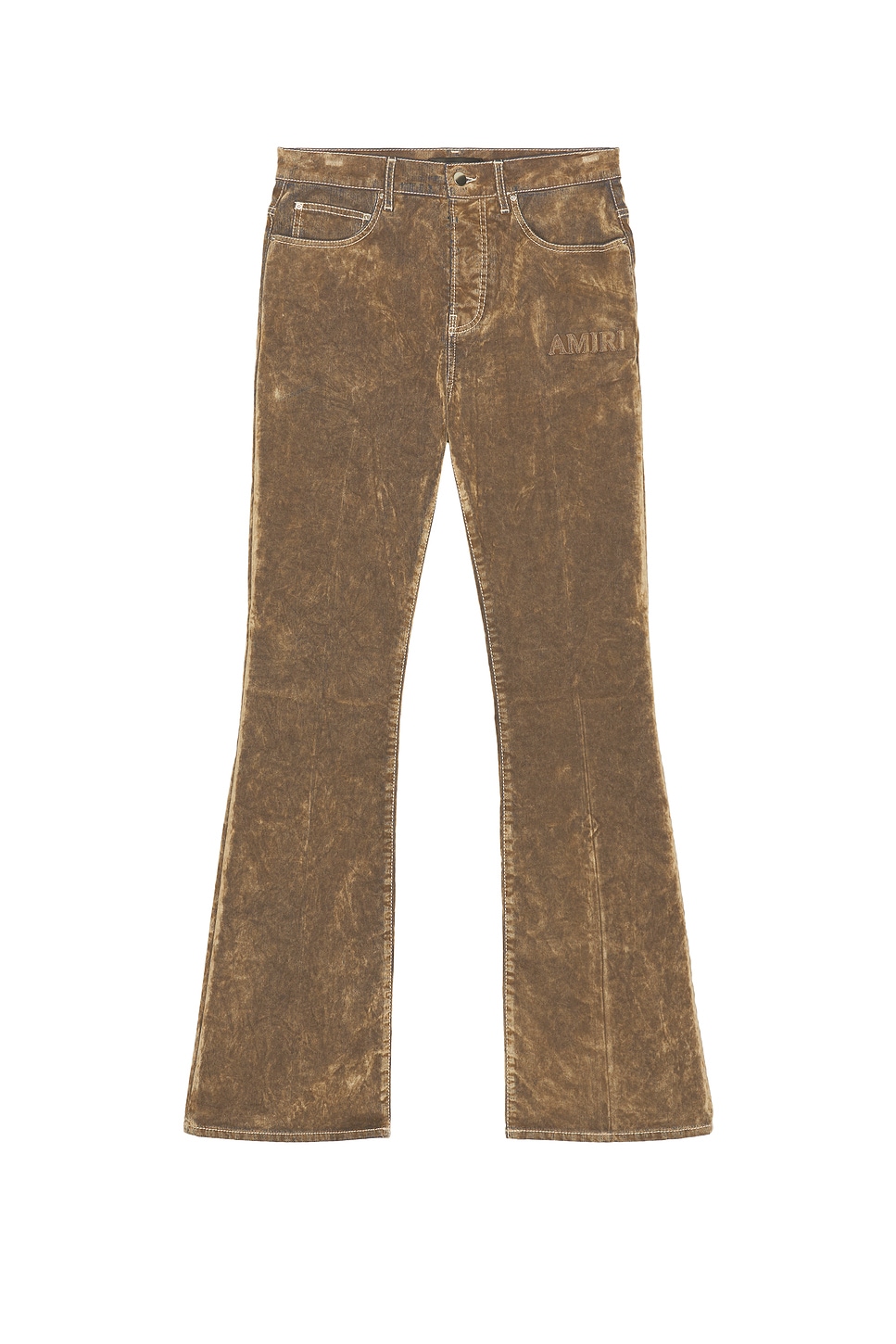 Image 1 of Amiri Velvet Flare Jean in Tan