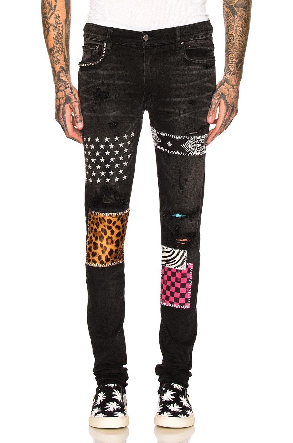 Image 1 of Amiri Art Patch Jeans in Aged Black