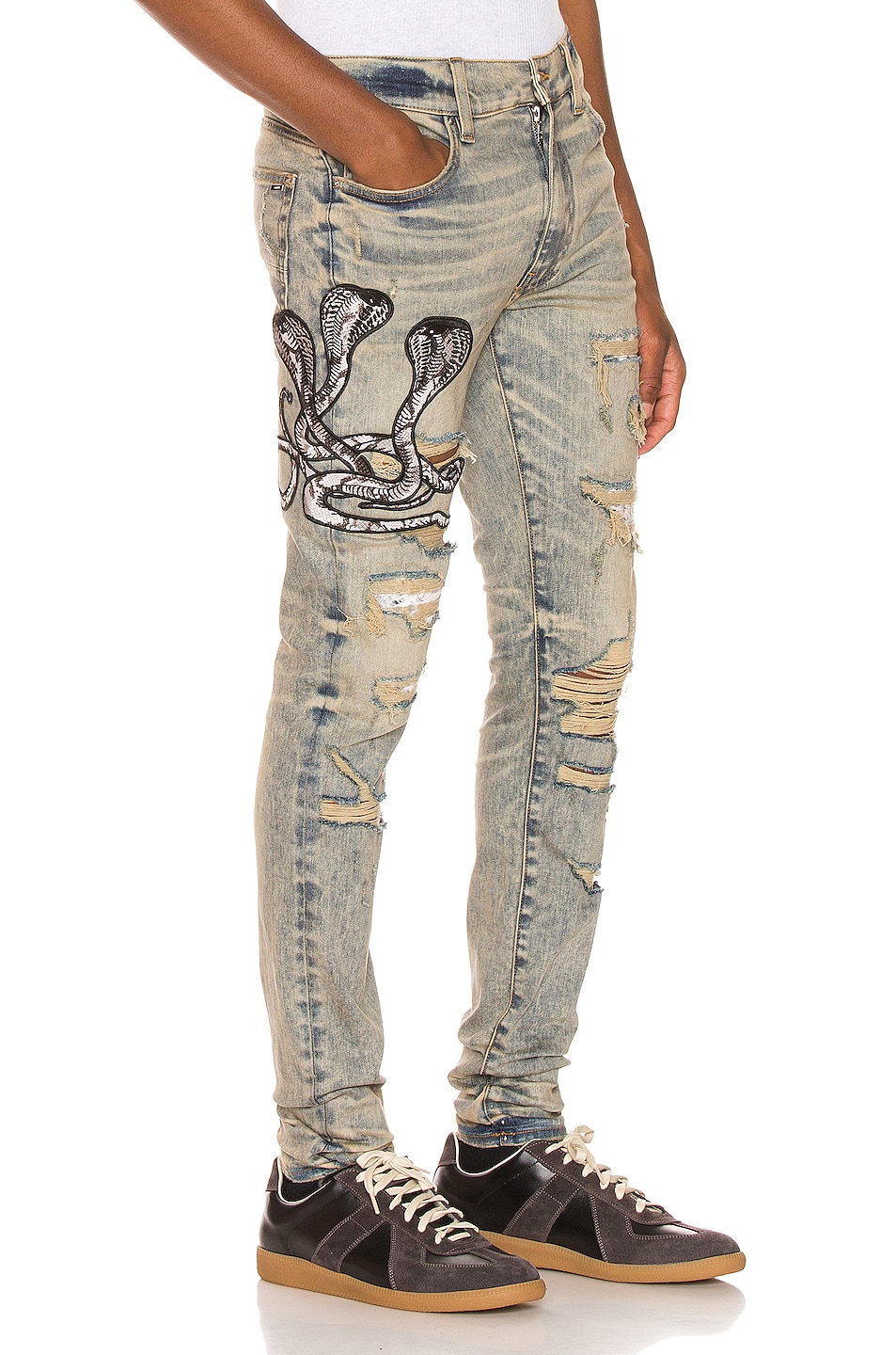 Image 1 of Amiri Snake Patch Jean in Dirty Indigo