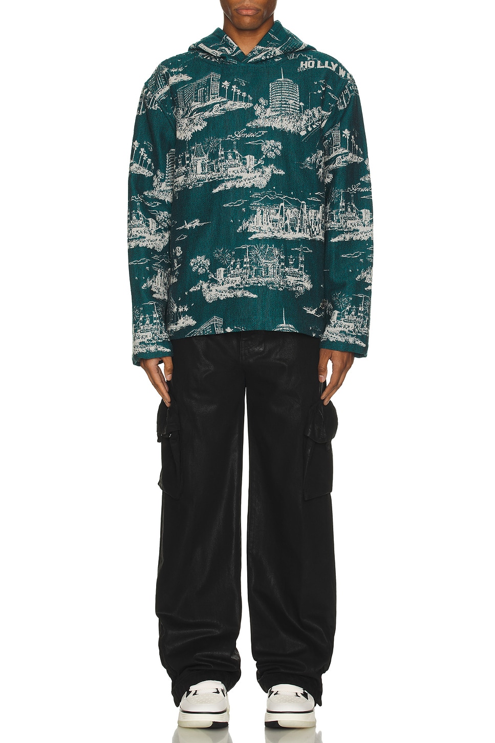 Image 1 of Amiri LA Landmark Tapestry Hoodie in Deep Teal