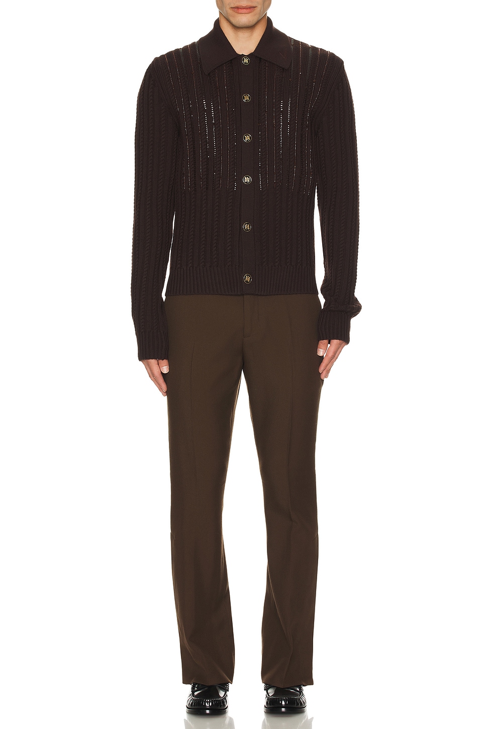 Image 1 of Amiri Long Sleeve Shirt in Dark Brown