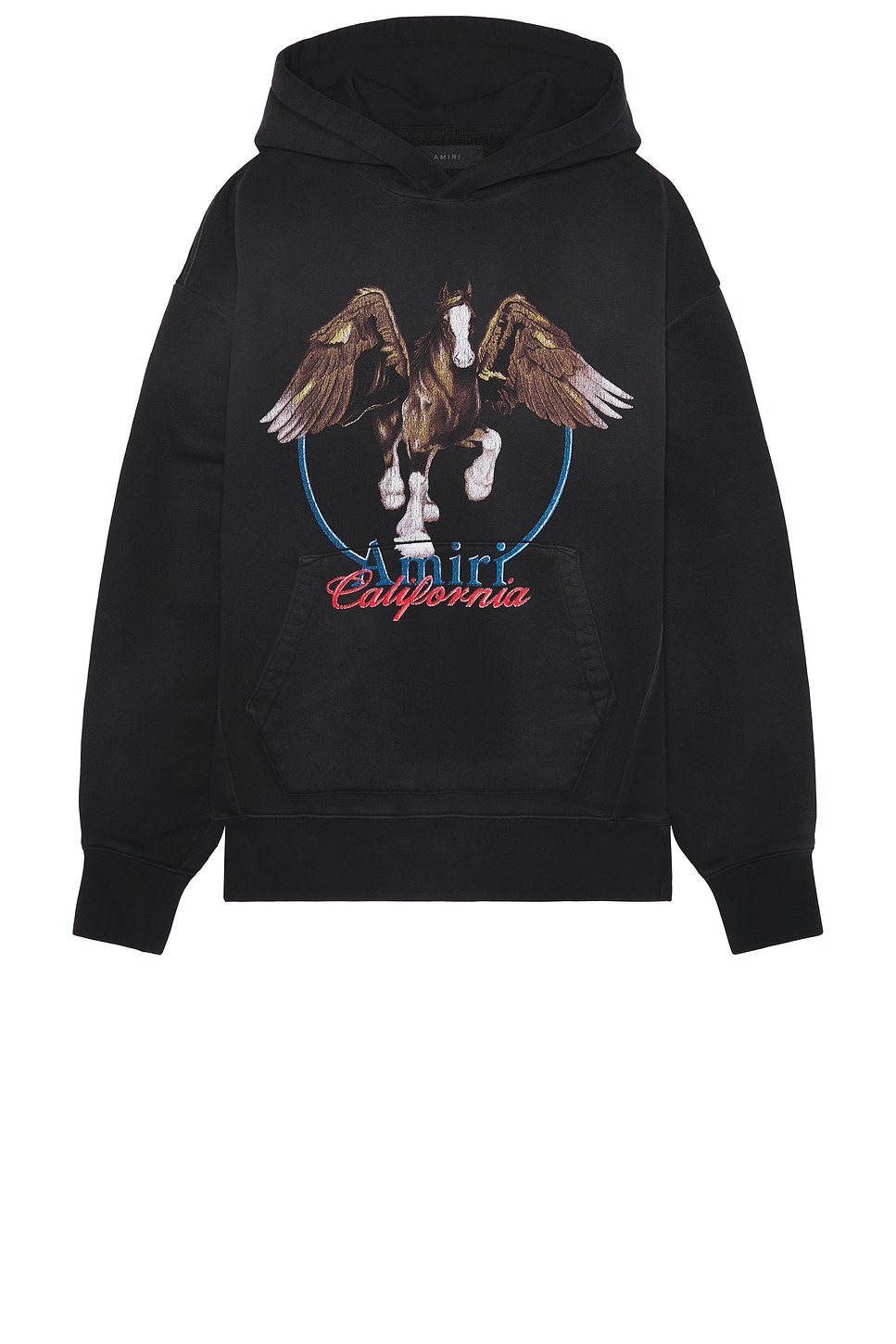 Vintage Wash Pegasus Hoodie in Black