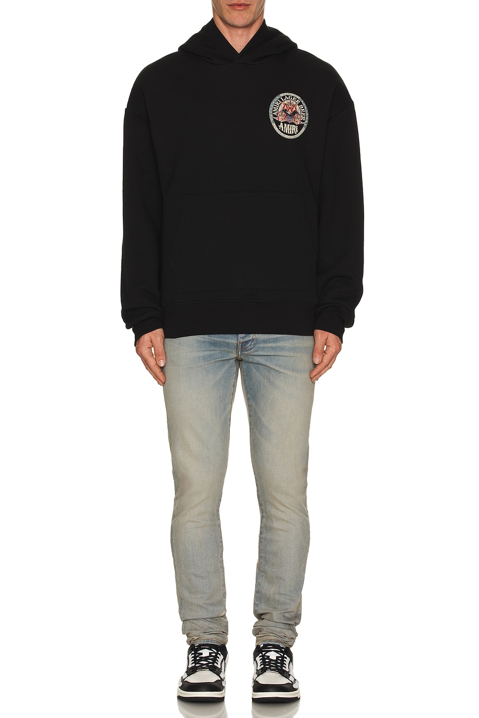 Image 1 of Amiri Eagle Oversized Hoodie in Black