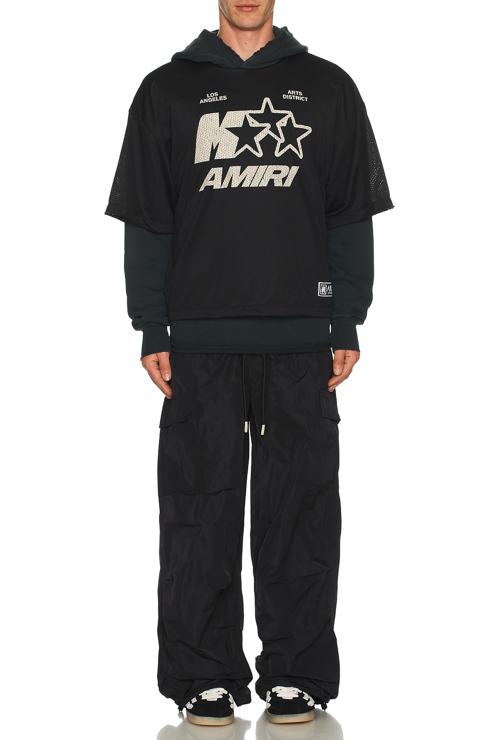 Image 1 of Amiri MA Star Mesh Hoodie in Black