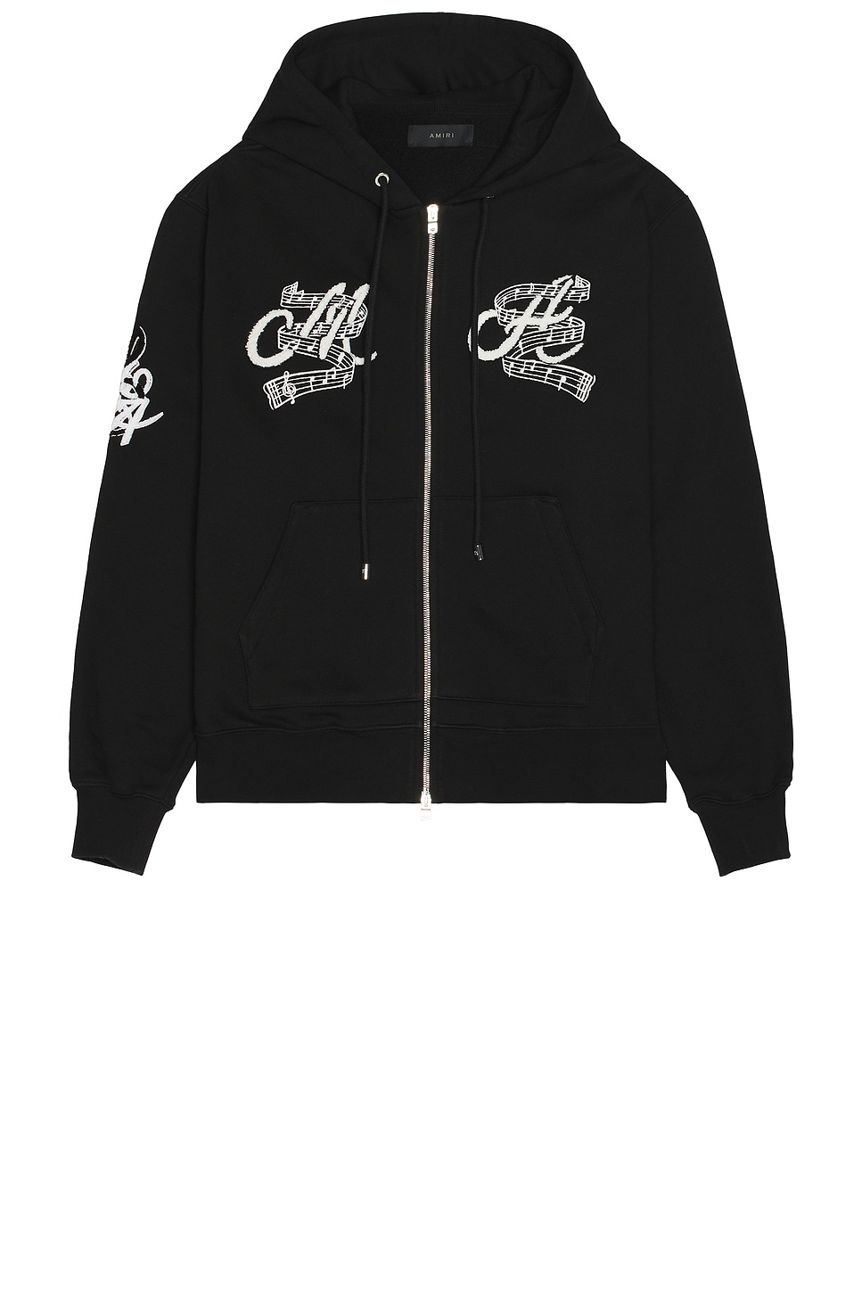 Music Club Zip Up Hoodie in Black