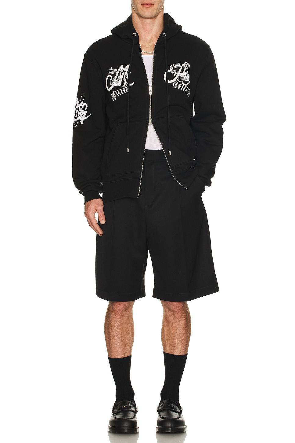 Image 1 of Amiri Music Club Zip Up Hoodie in Black