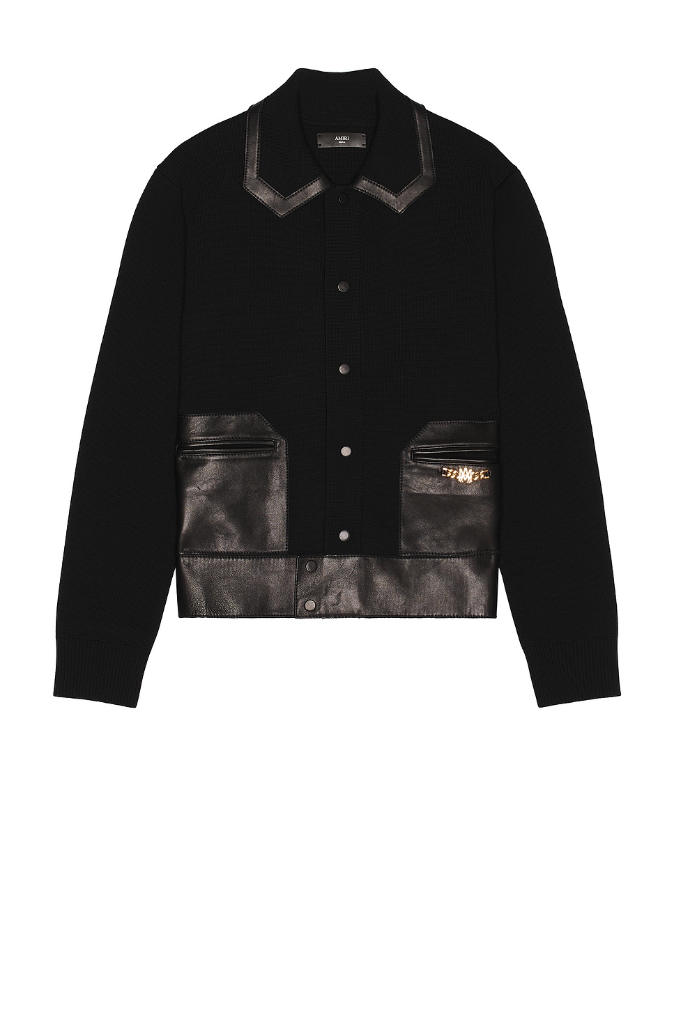 Image 1 of Amiri Leather Patch MA Cardigan in Black
