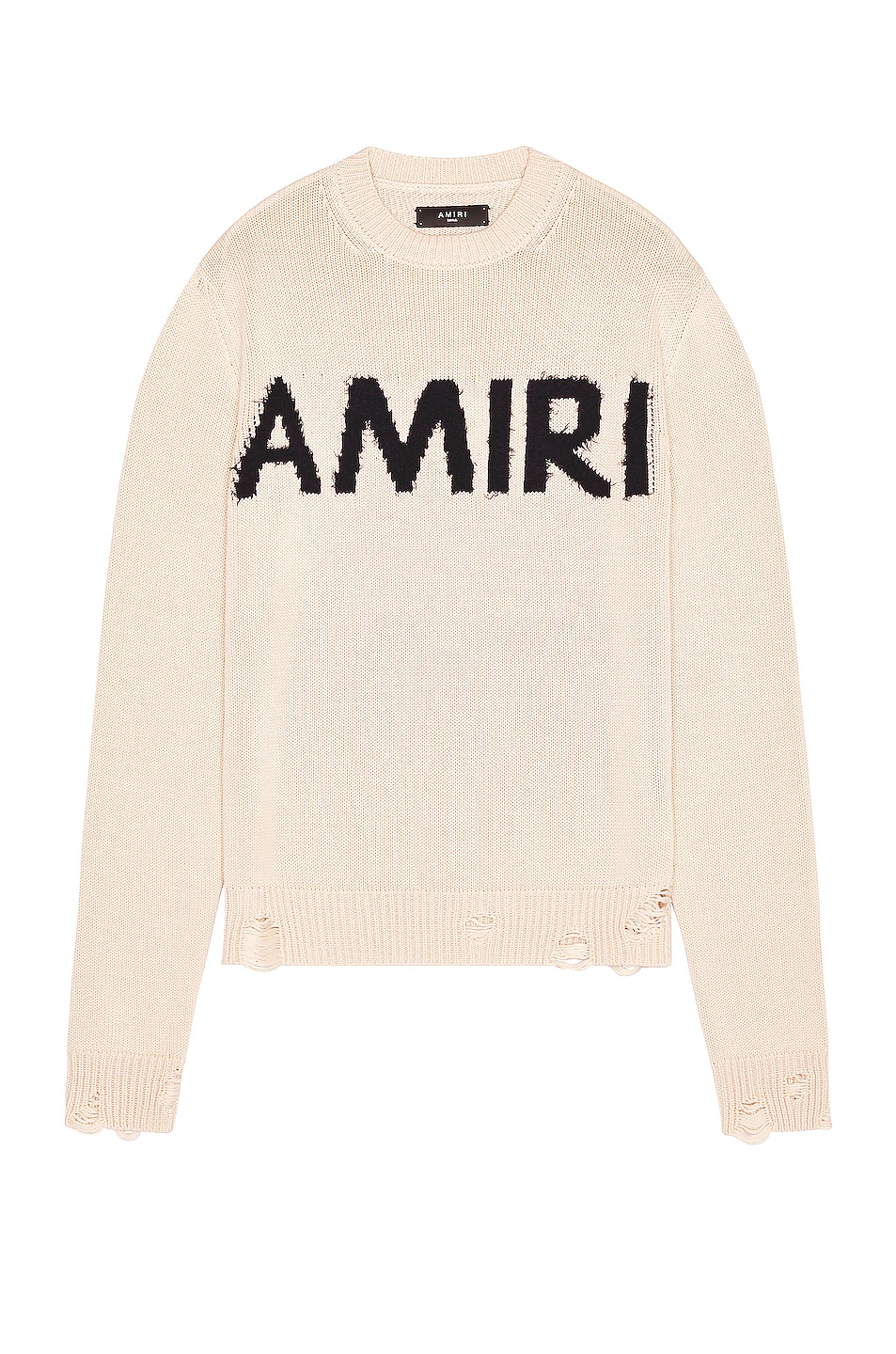 Amiri Eyelash Logo Crew Neck Sweater in Alabaster | FWRD