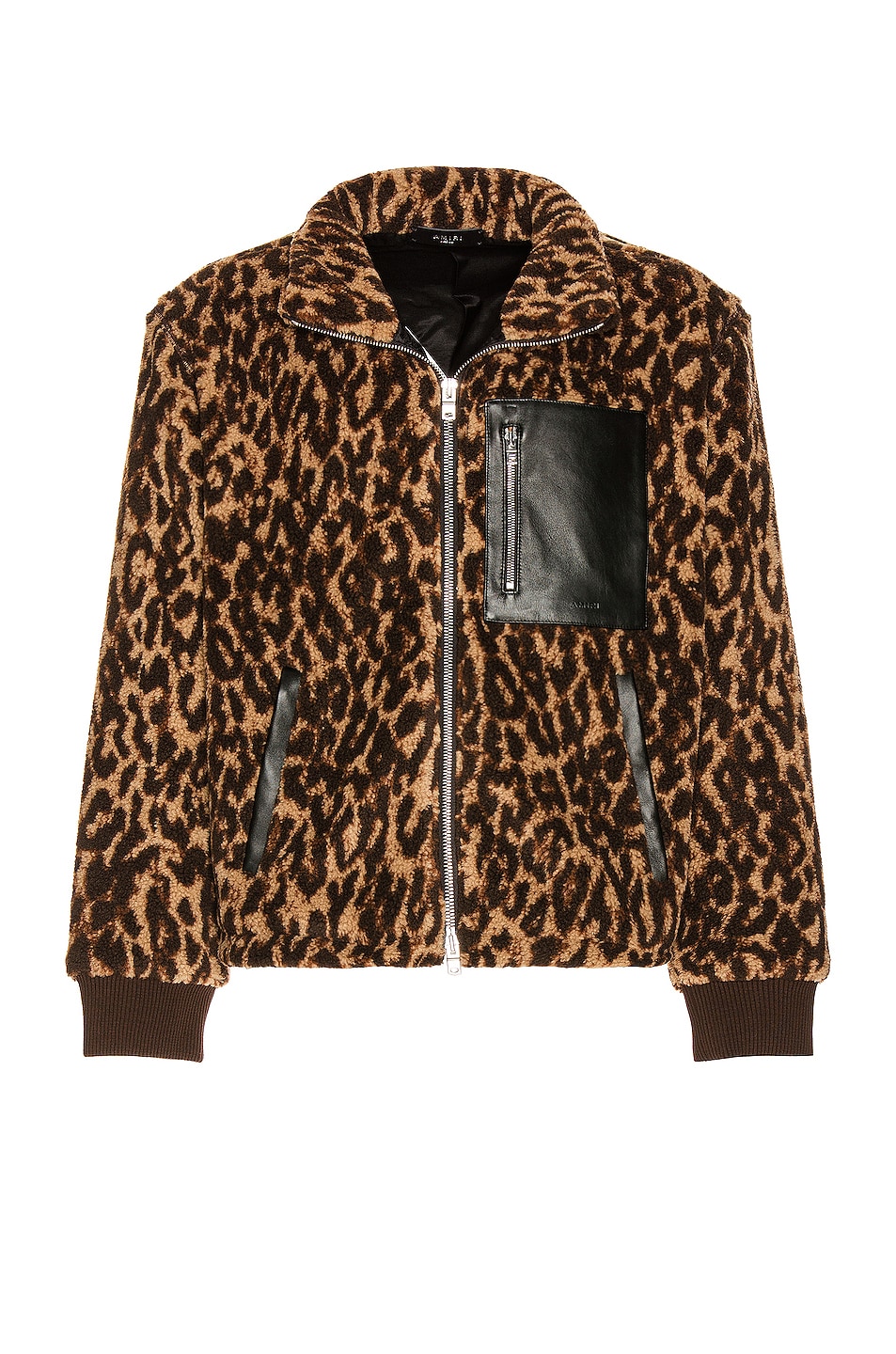 Image 1 of Amiri Printed Leopard Polar Fleece Jacket in Brown & Tan