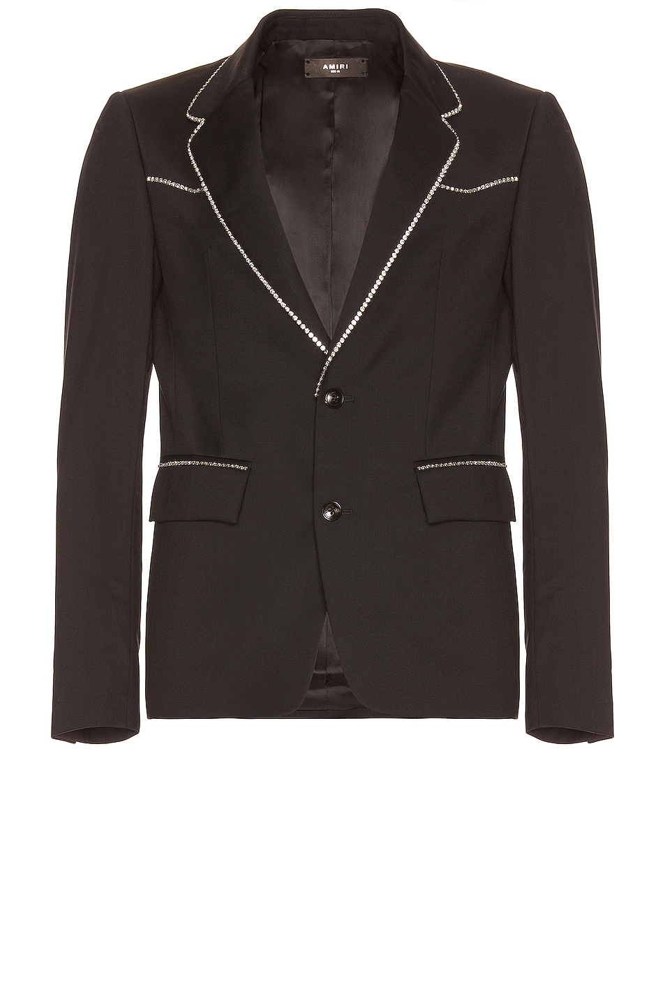 Image 1 of Amiri Crystal Trim Single Breasted Jacket in Black