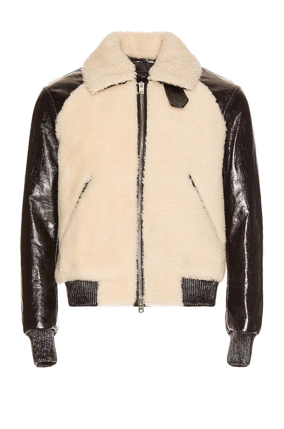 Image 1 of Amiri Shearling Leather Aviator in Black & Natural
